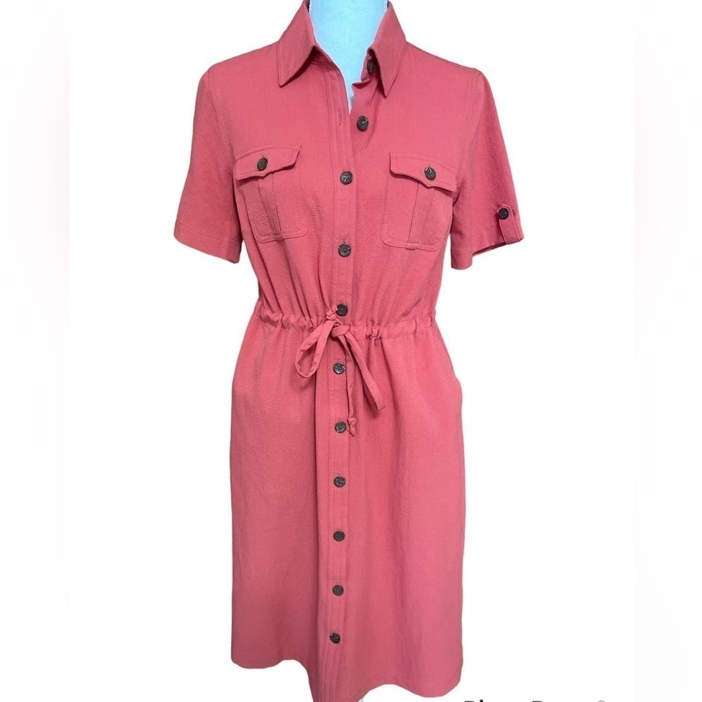 Appleseeds Rust/Coral Button-Down Shortsleeved Sh… - image 1